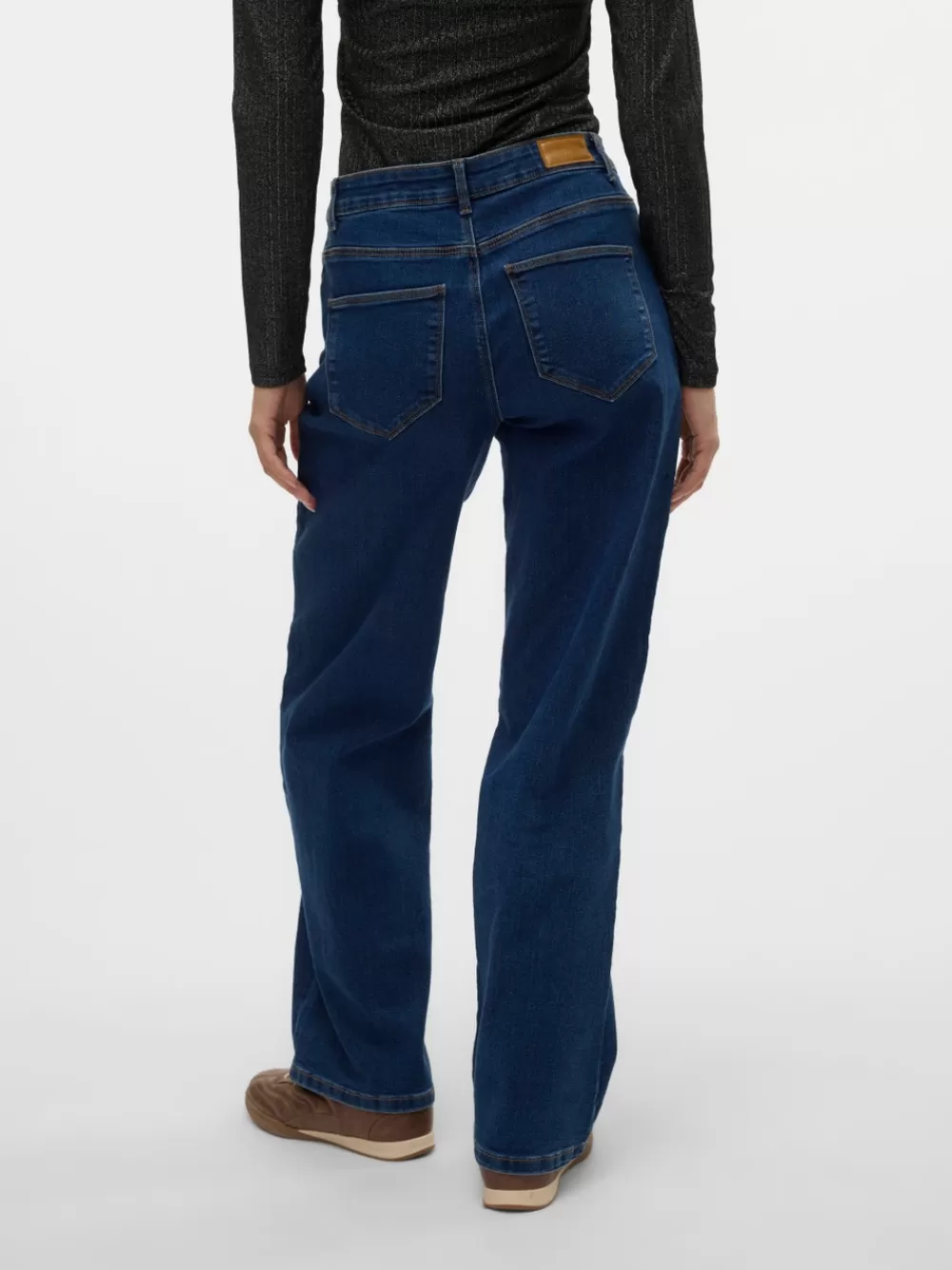 VERO MODA VMELLY Normaali vyötärö Wide leg fit Farkut Dark Blue Denim Flash Sale