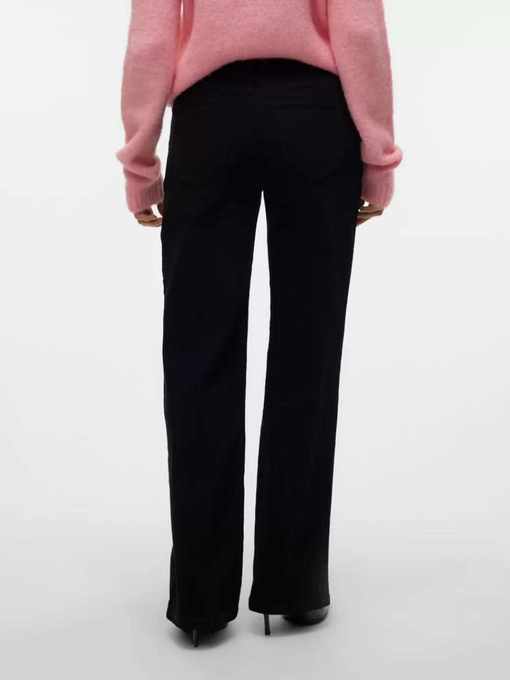 VERO MODA VMELLY Normaali vyötärö Wide leg fit Farkut Black Hot