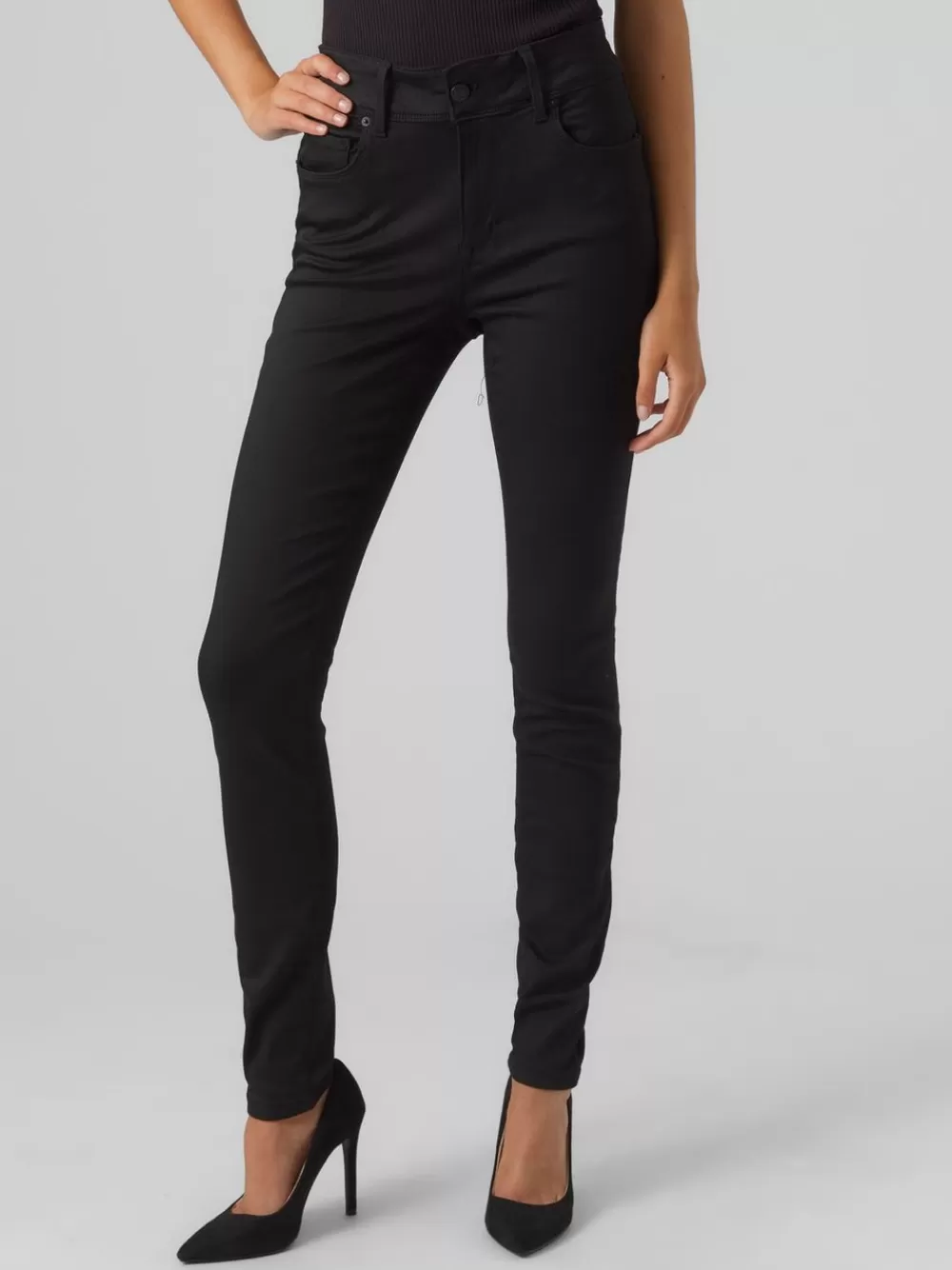 VERO MODA VMEMBRACE Normaali vyötärö Skinny fit Farkut Black Store