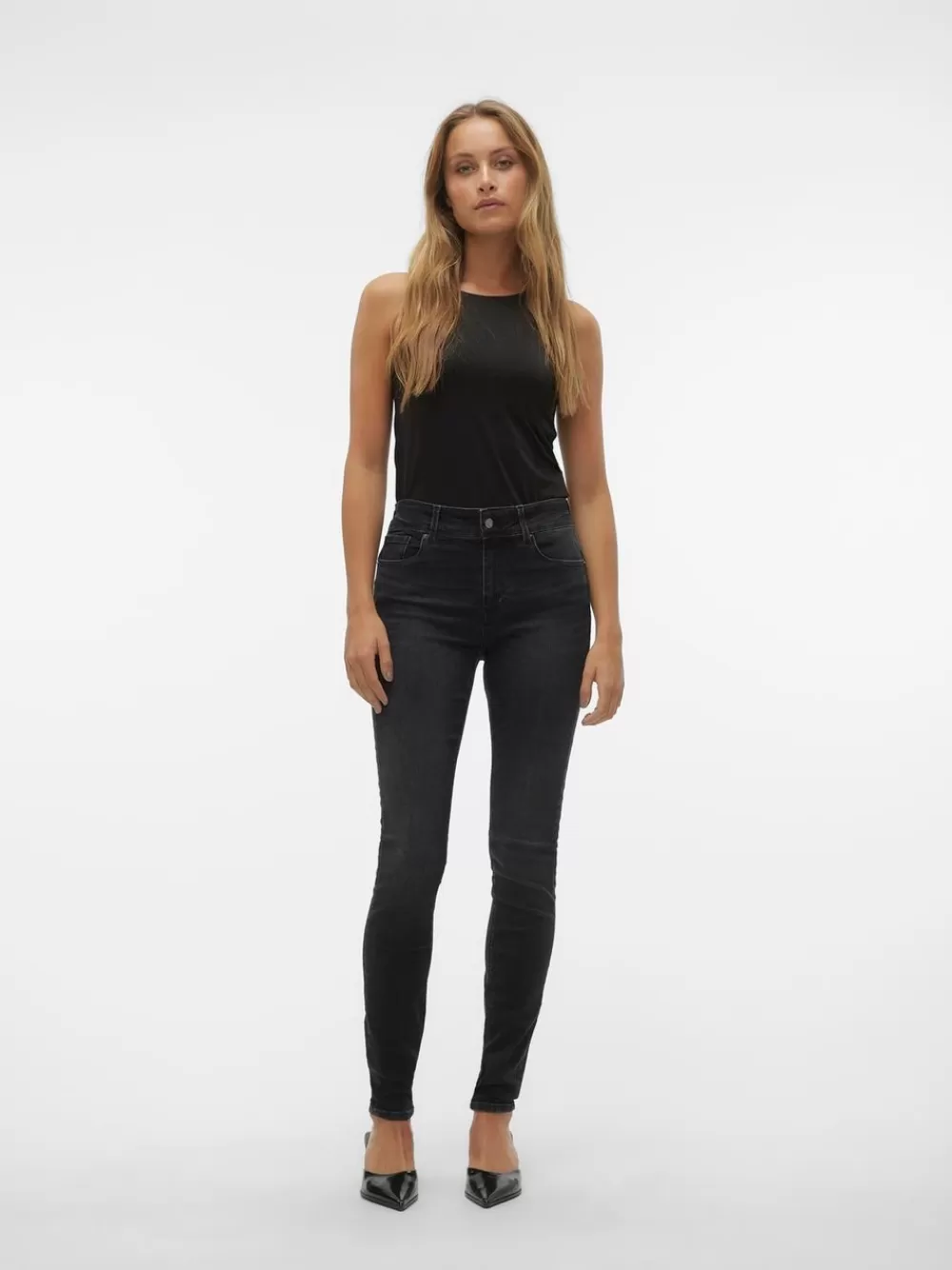 VERO MODA VMEMBRACE Normaali vyötärö Skinny fit Farkut Black Denim Cheap