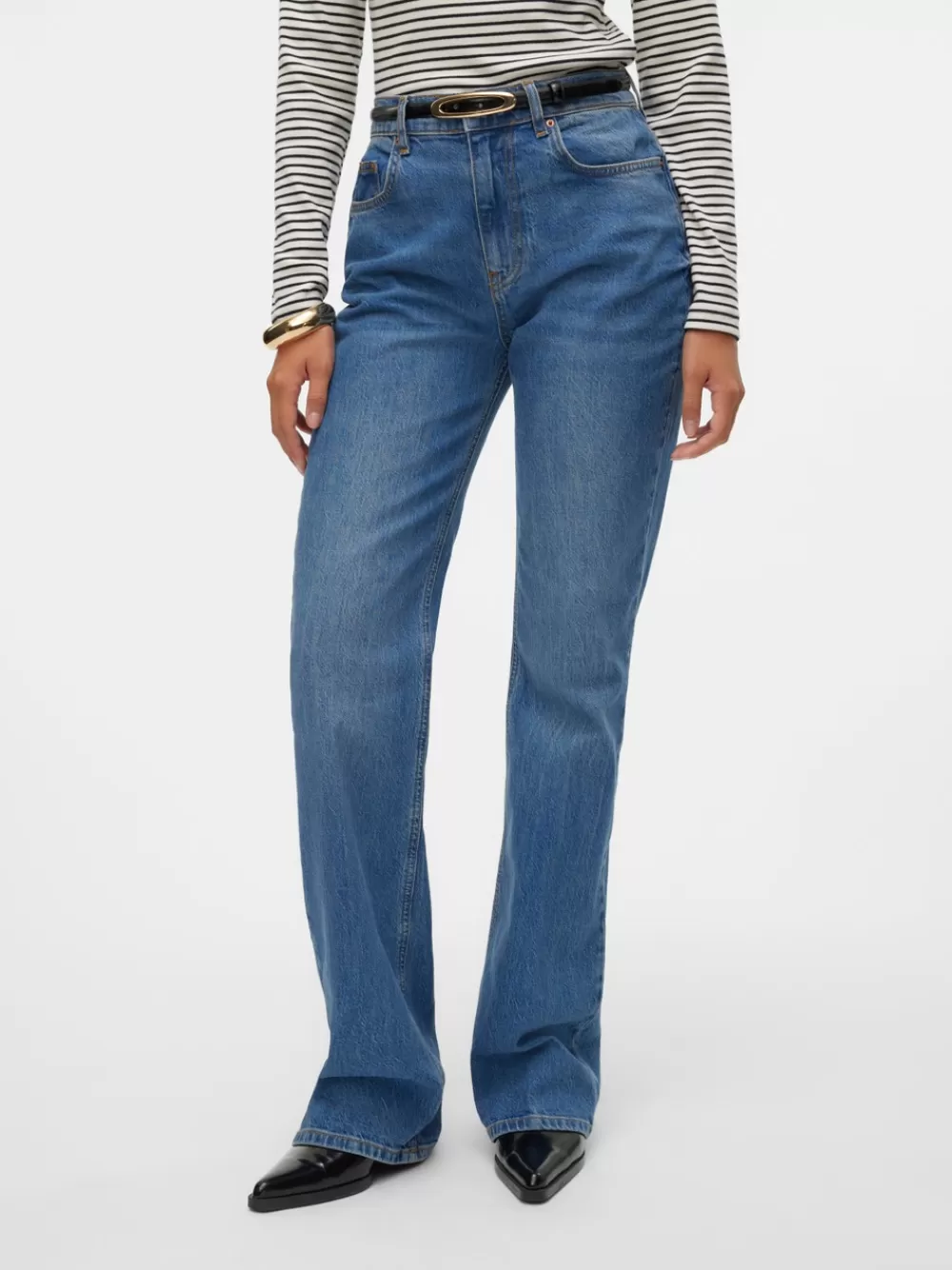 VERO MODA VMEMILY Korkea vyötärö Flared fit Farkut Medium Blue Denim Shop
