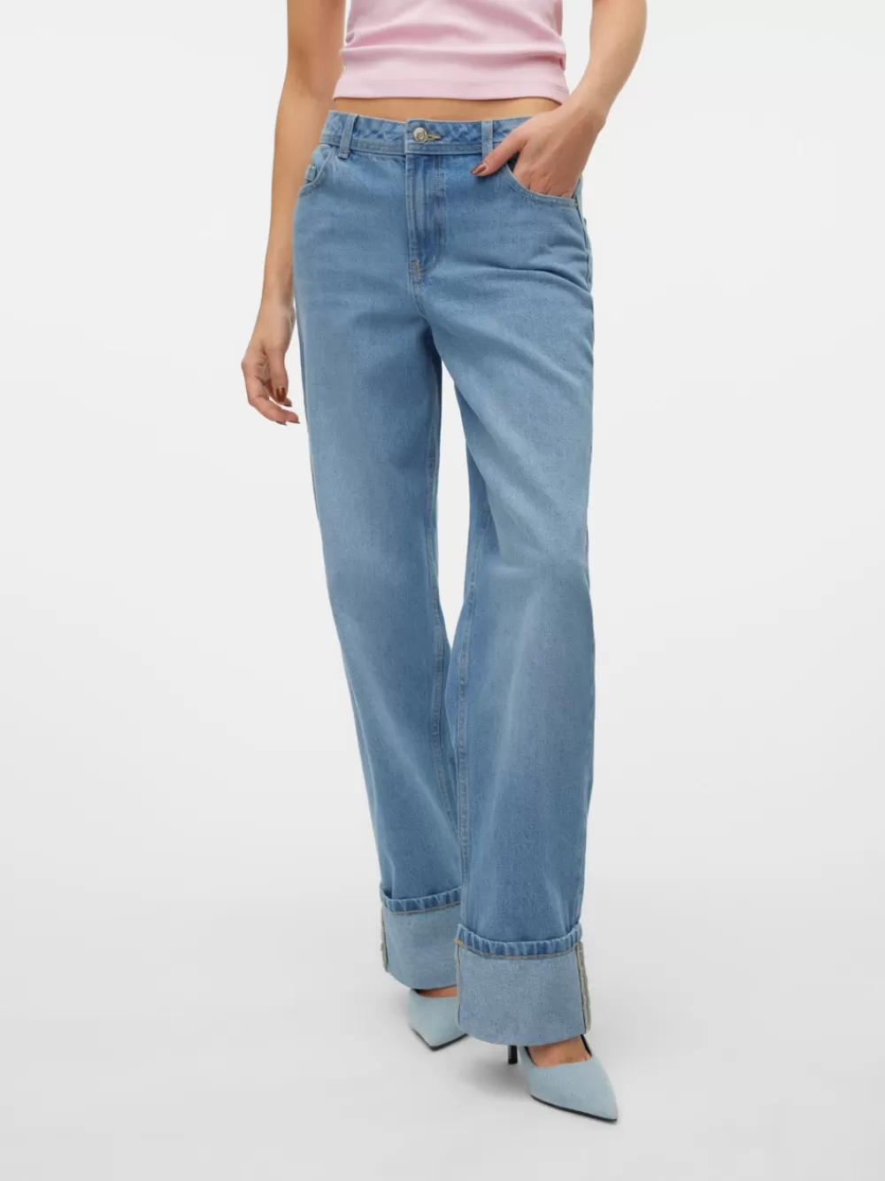 VERO MODA VMEVELYN Matala vyötärö Loose fit Farkut Medium Blue Denim Hot