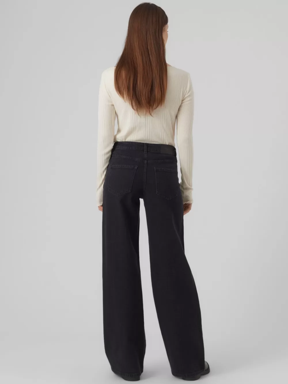 VERO MODA VMFAITH Matala vyötärö Wide fit Farkut Black Denim Online