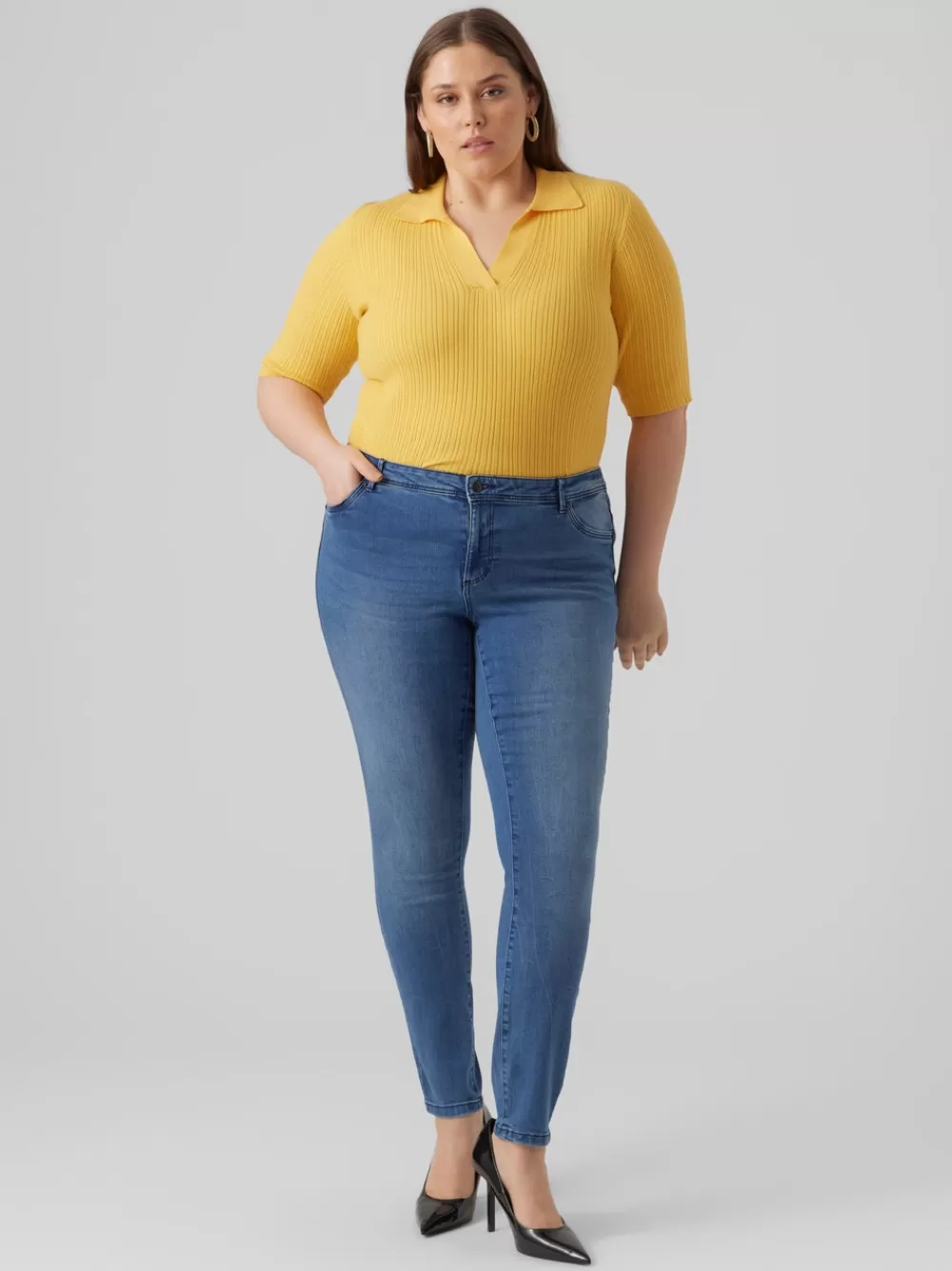 VERO MODA VMFANYA Normaali vyötärö Slim fit Farkut Medium Blue Denim Discount