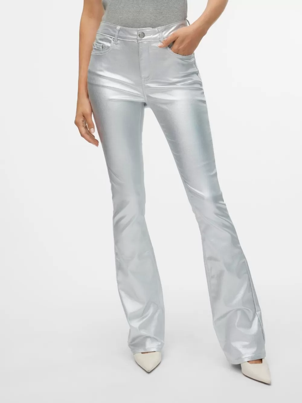 VERO MODA VMFLASH Normaali vyötärö Flared fit Farkut Silver Colour Sale