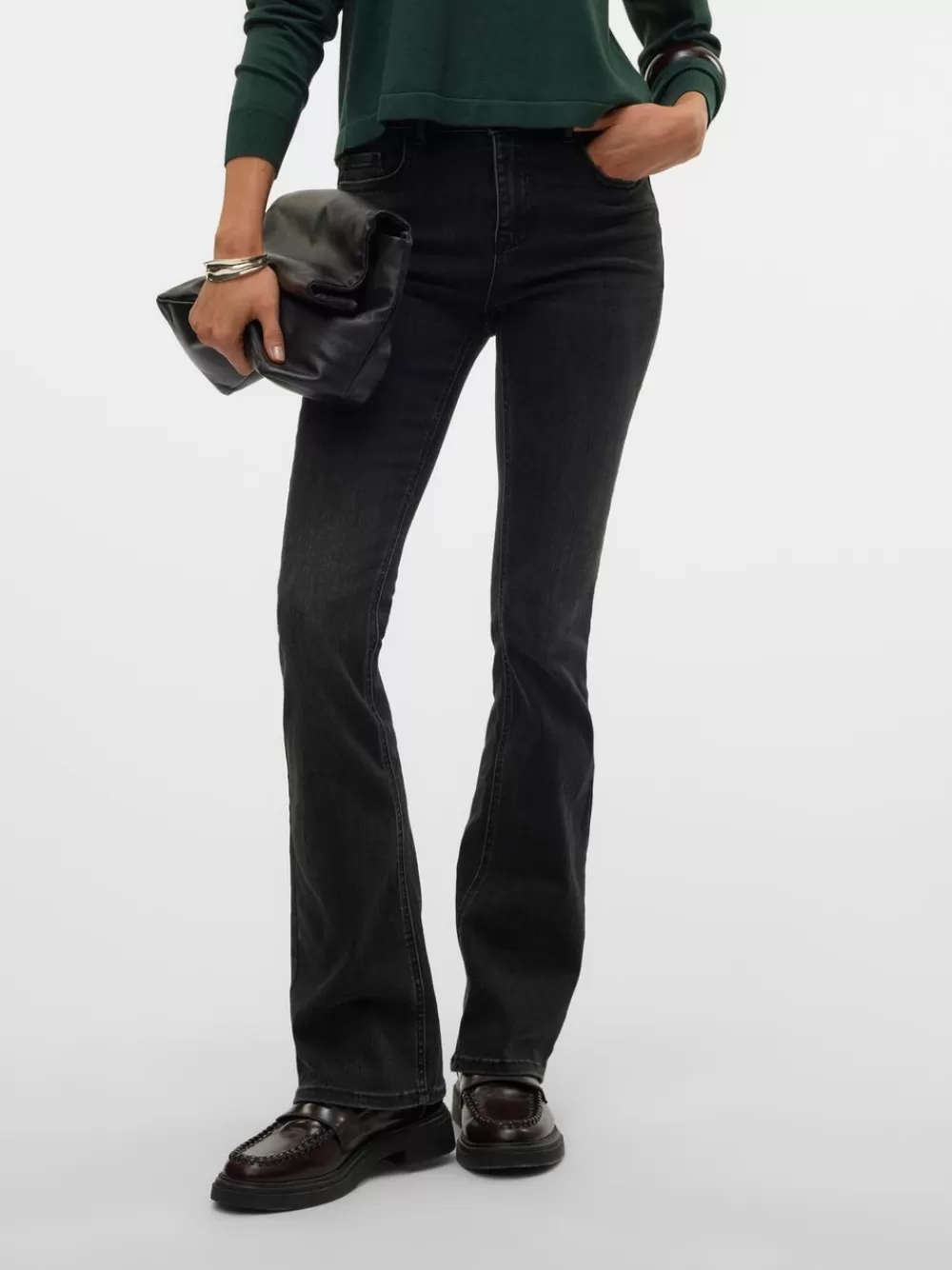 VERO MODA VMFLASH Normaali vyötärö Flared fit Farkut Black Denim New