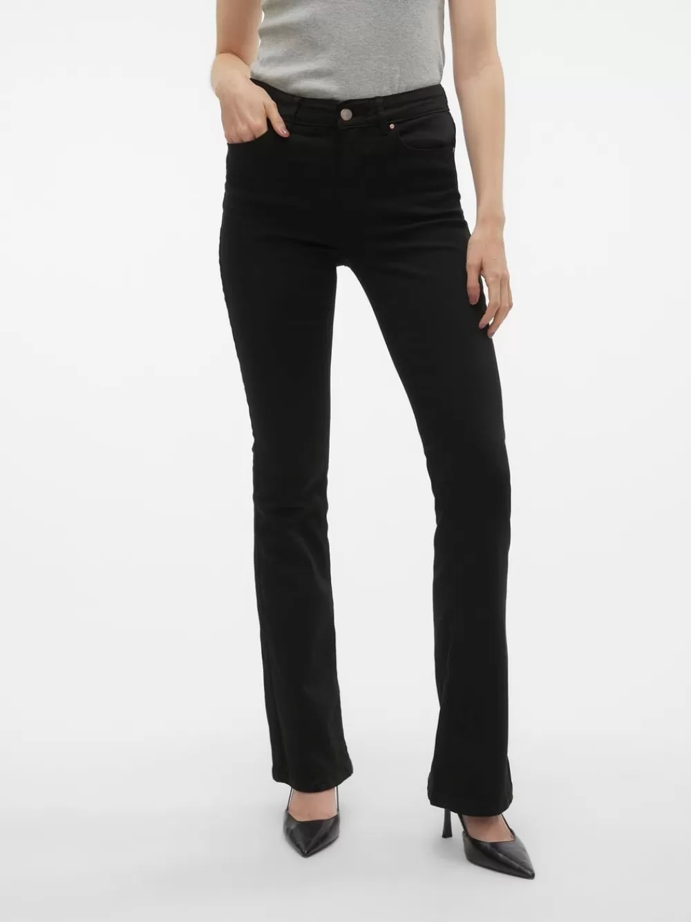 VERO MODA VMFLASH Normaali vyötärö Flared fit Farkut Black Clearance
