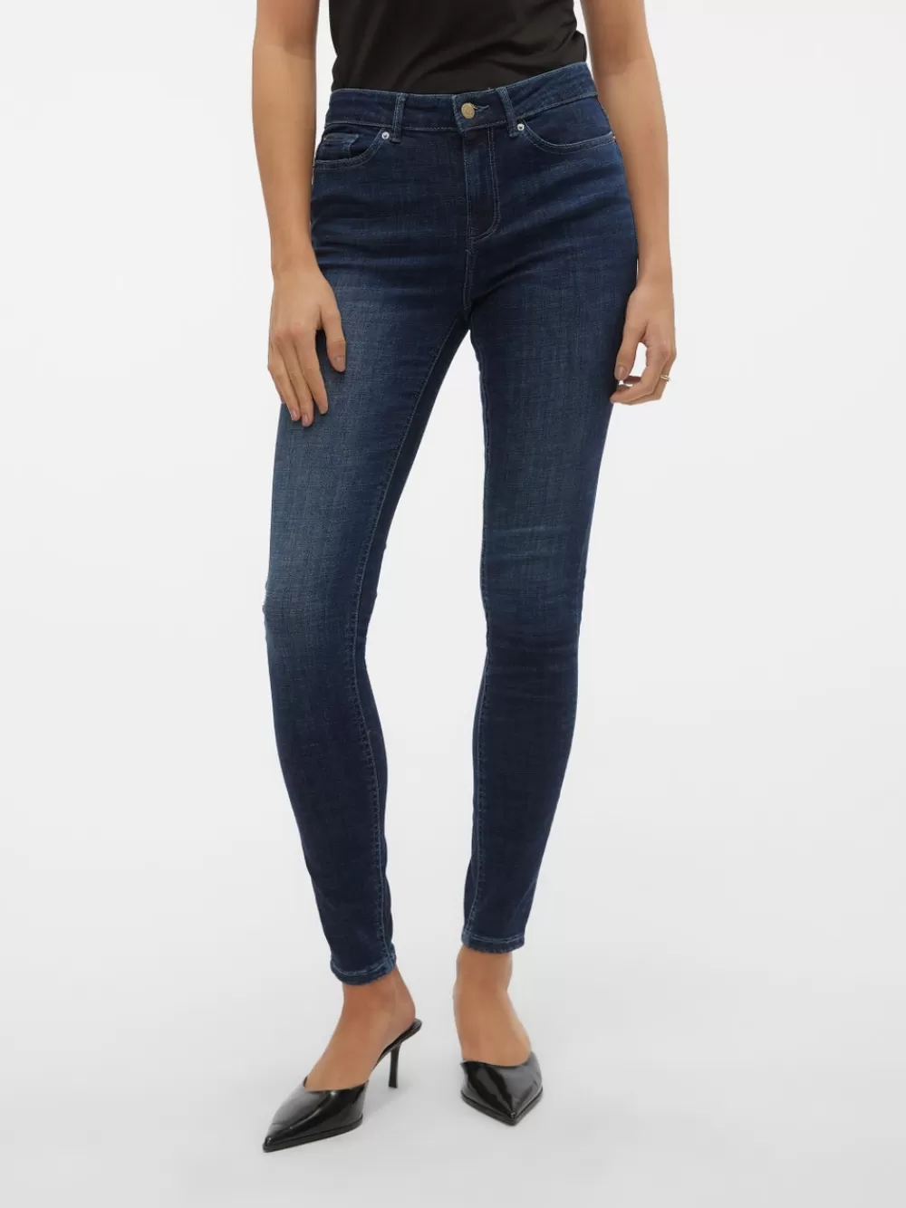 VERO MODA VMFLASH Normaali vyötärö Skinny fit Farkut Dark Blue Denim Cheap