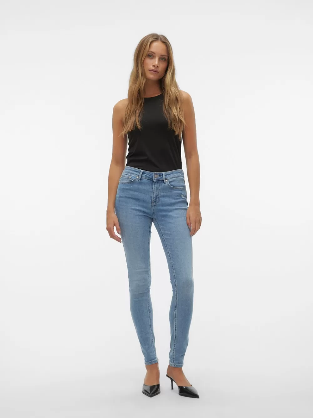 VERO MODA VMFLASH Normaali vyötärö Skinny fit Farkut Light Blue Denim Sale