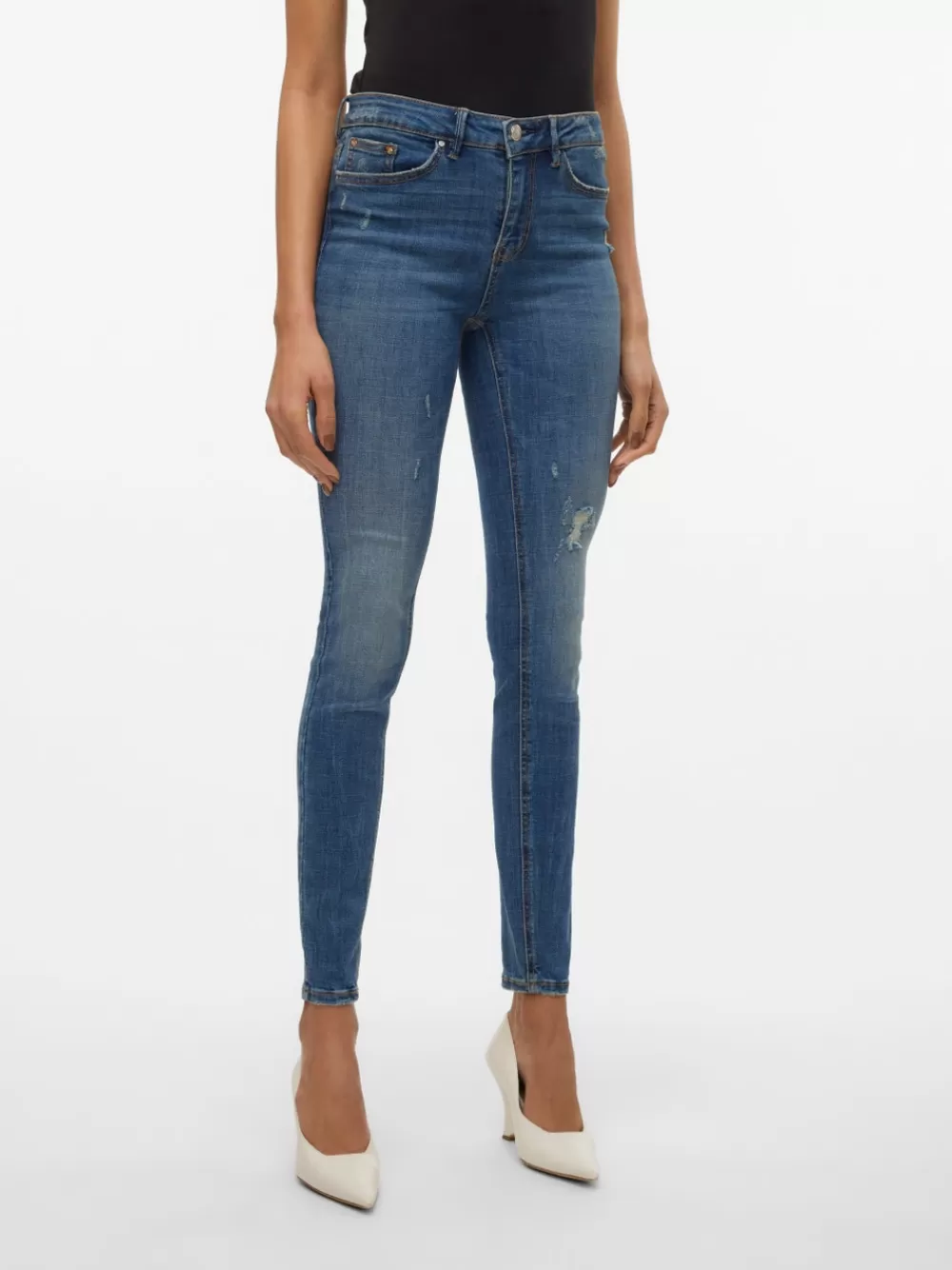 VERO MODA VMFLASH Normaali vyötärö Skinny fit Farkut Medium Blue Denim New