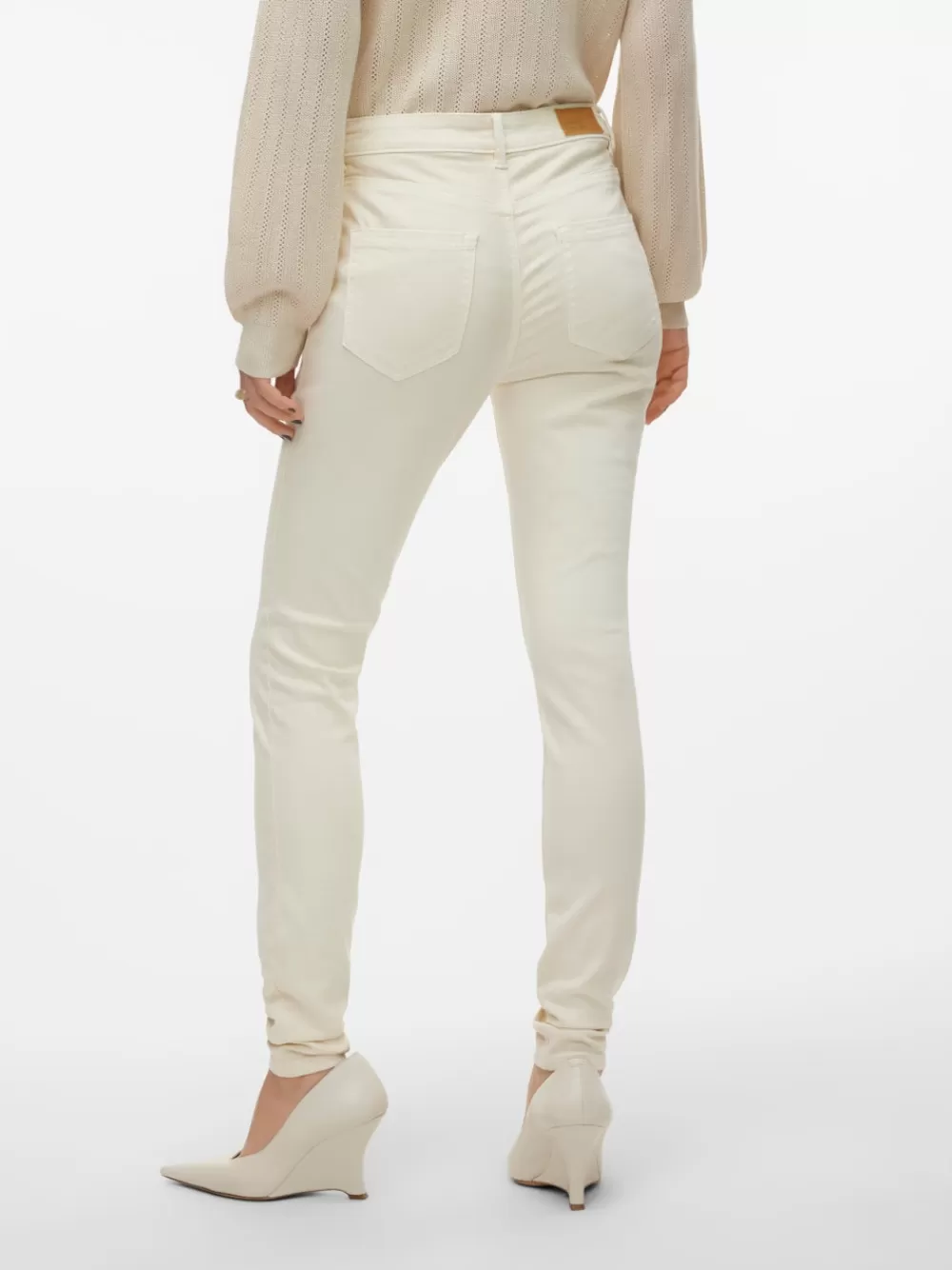 VERO MODA VMFLASH Normaali vyötärö Skinny fit Farkut Ecru Clearance
