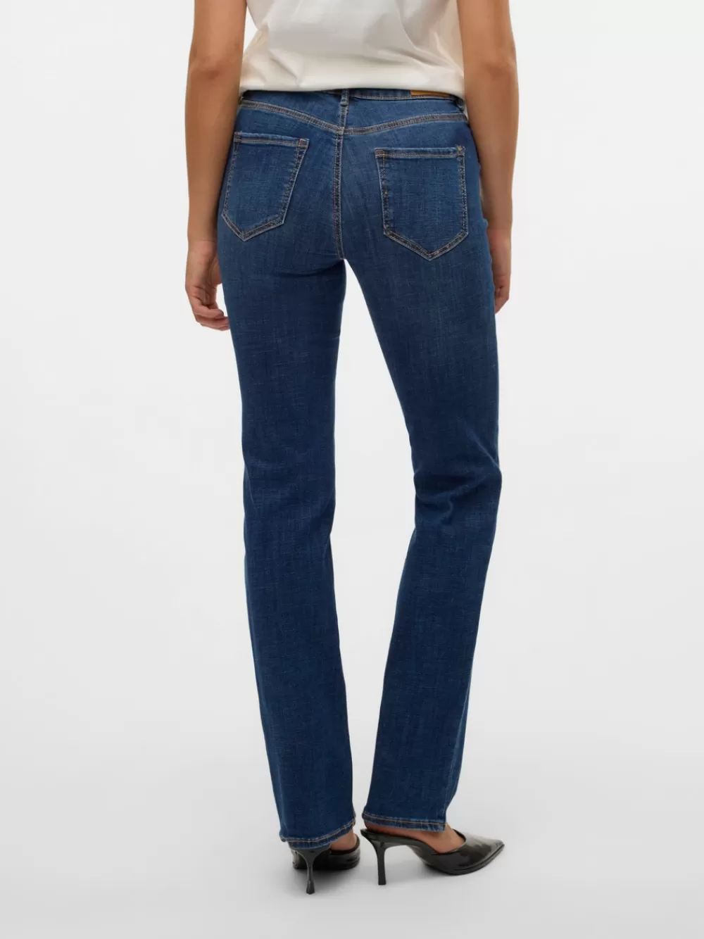 VERO MODA VMFLASH Normaali vyötärö Straight fit Farkut Dark Blue Denim Discount
