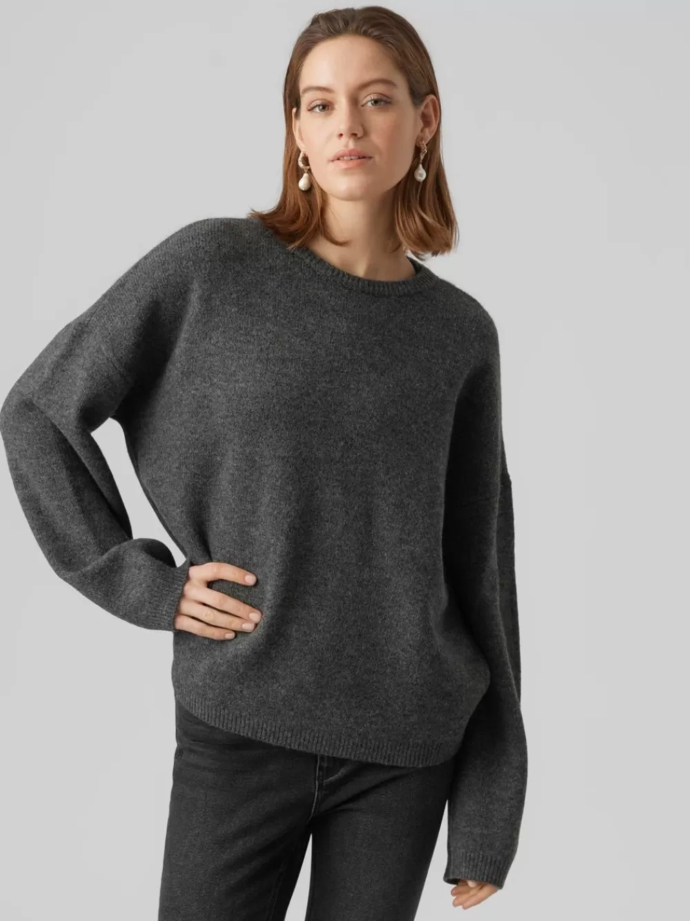 VERO MODA VMGEMMA Neulepuserot Dark Grey Melange Online