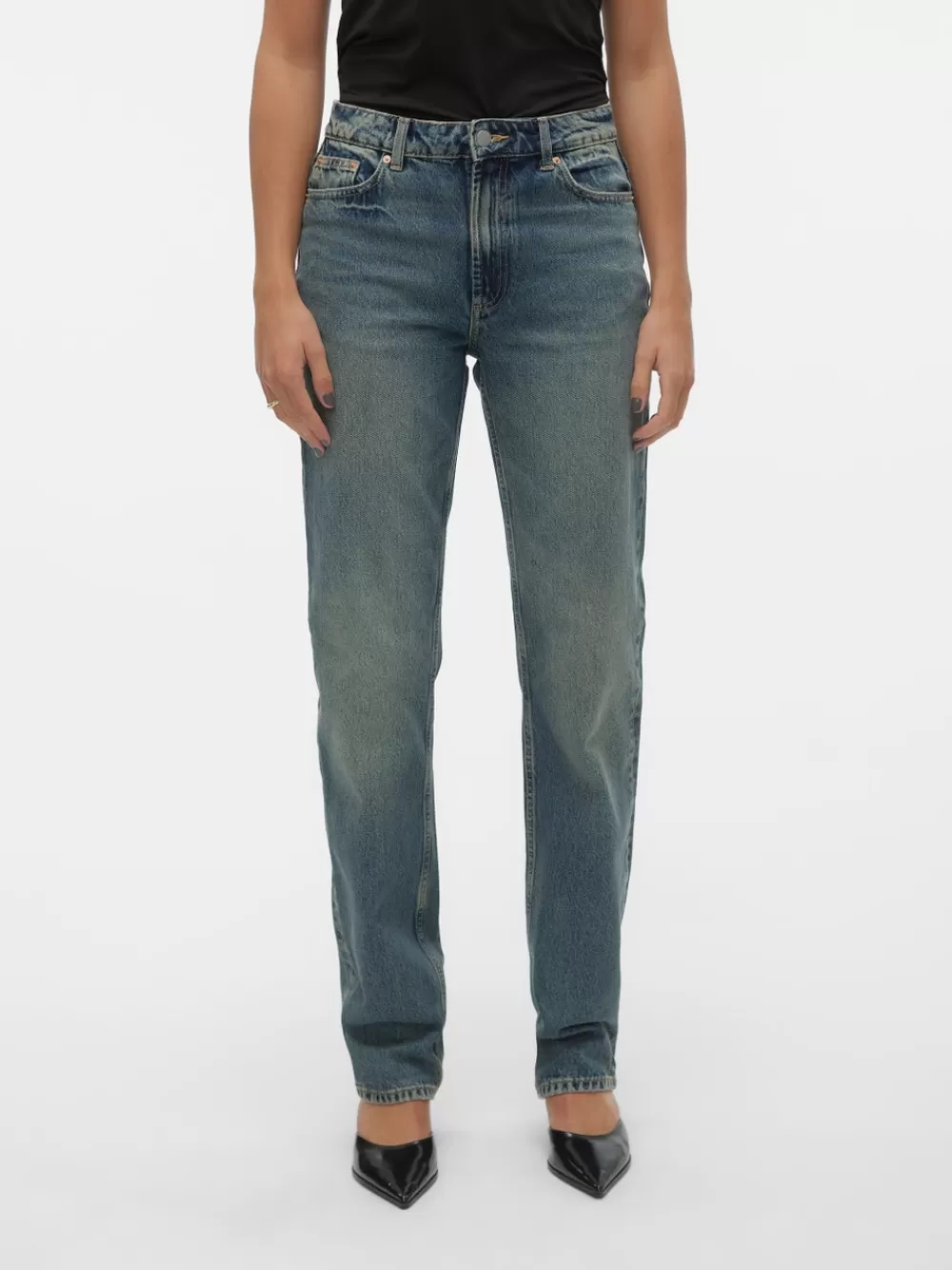 VERO MODA VMHAILEY Korkea vyötärö Straight fit Farkut Medium Blue Denim Fashion