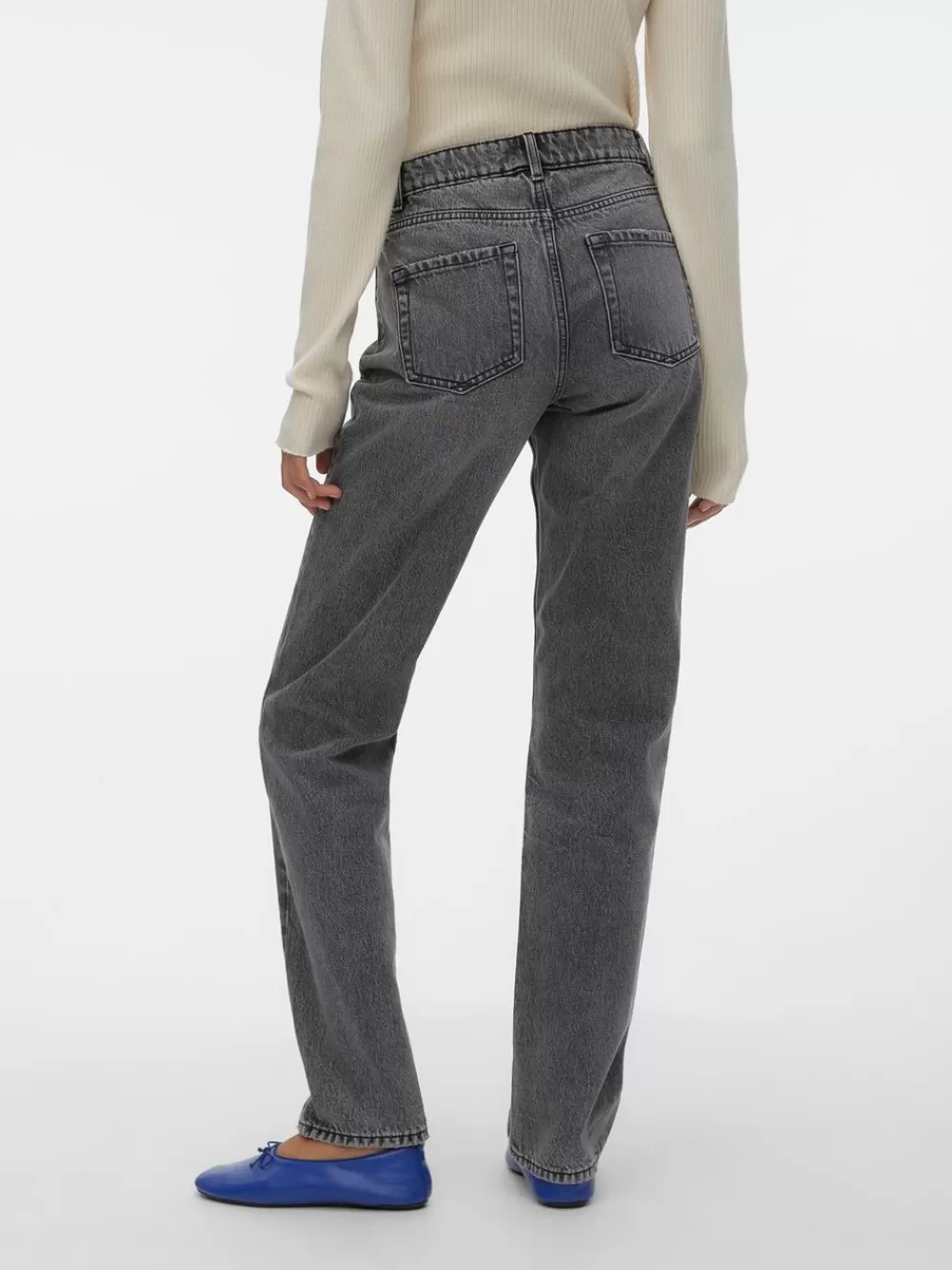 VERO MODA VMHAILEY Korkea vyötärö Straight fit Farkut Medium Grey Denim Hot
