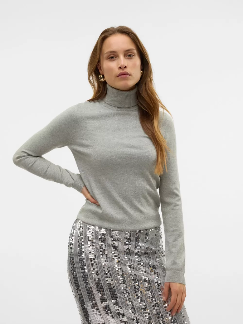 VERO MODA VMHAPPYGLITTER Neulepuserot Light Grey Melange Shop
