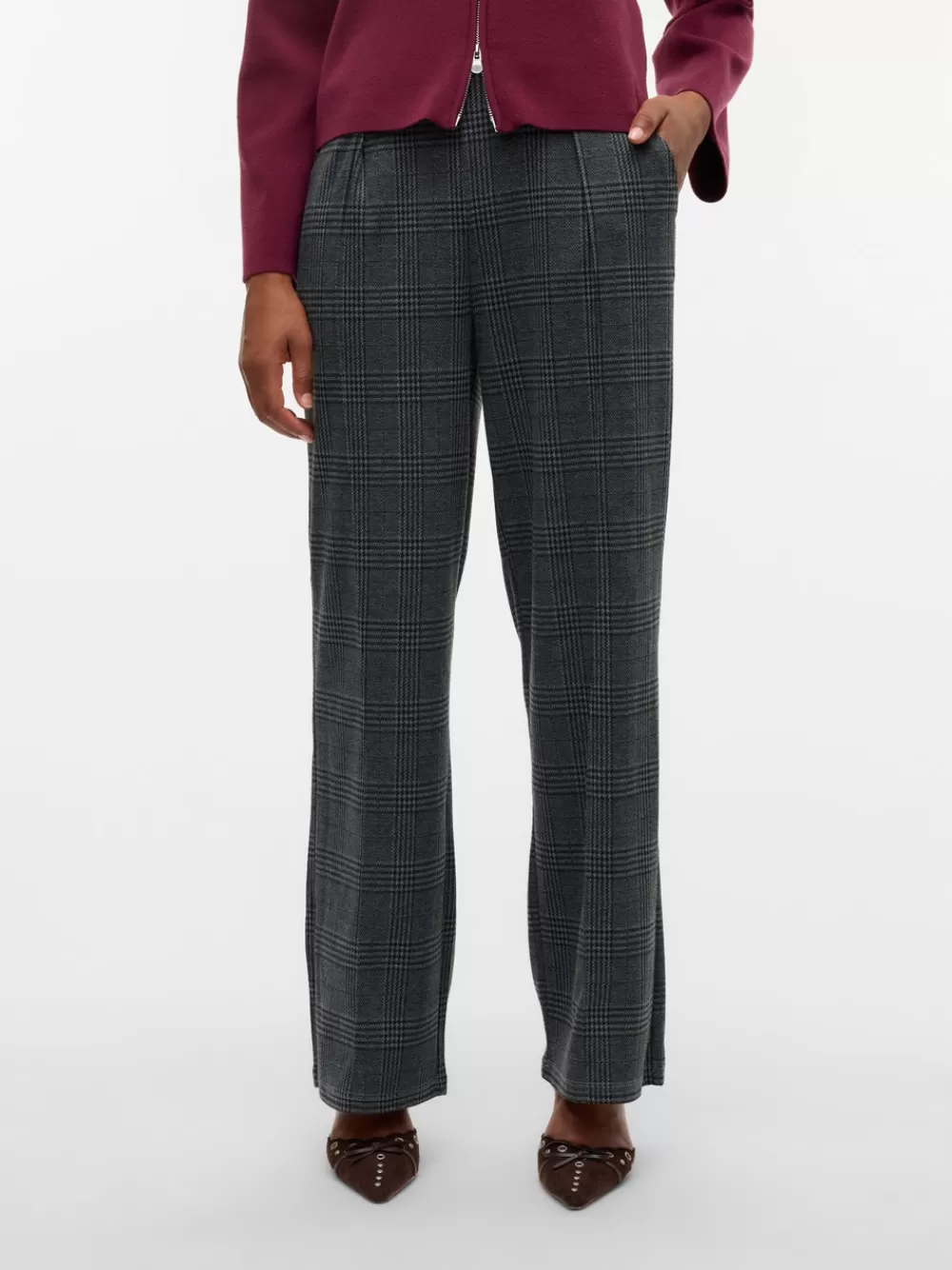VERO MODA VMHENNA Korkea vyötärö Housut Dark Grey Melange Flash Sale