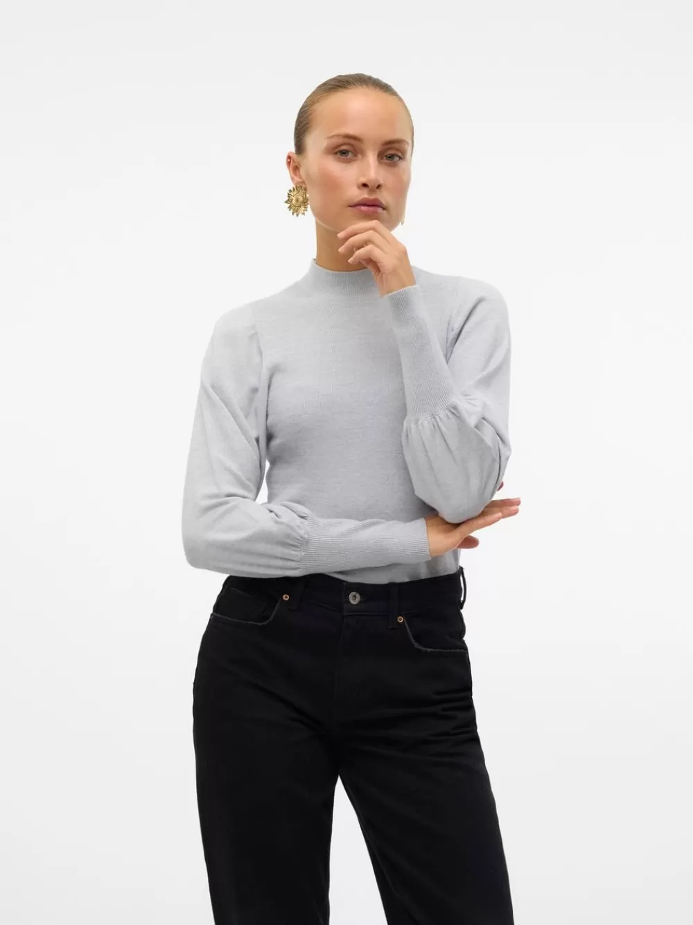 VERO MODA VMHOLLYKARISPUFF Neulepuserot Light Grey Melange Store