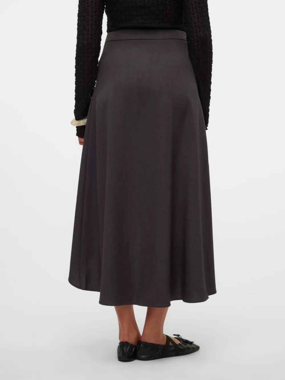 VERO MODA VMINA Korkea vyötärö Pitkä hame Dark Grey Melange Cheap