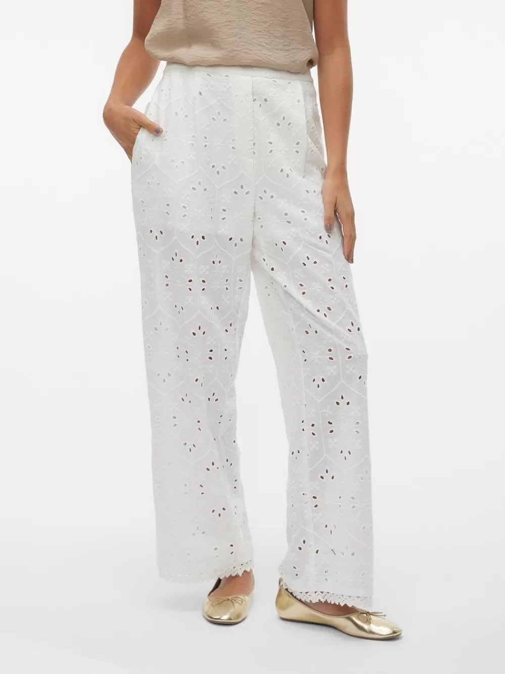 VERO MODA VMIRINA Korkea vyötärö Housut Snow White Flash Sale