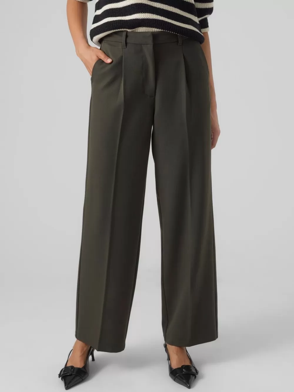 VERO MODA VMISABEL Normaali vyötärö Housut Peat Discount