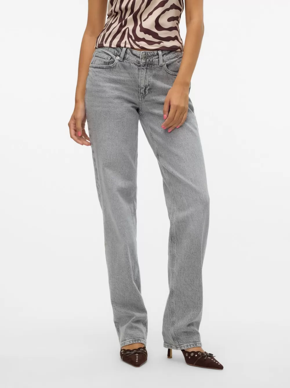 VERO MODA VMJADA Normaali vyötärö Straight fit Farkut Light Grey Denim Fashion