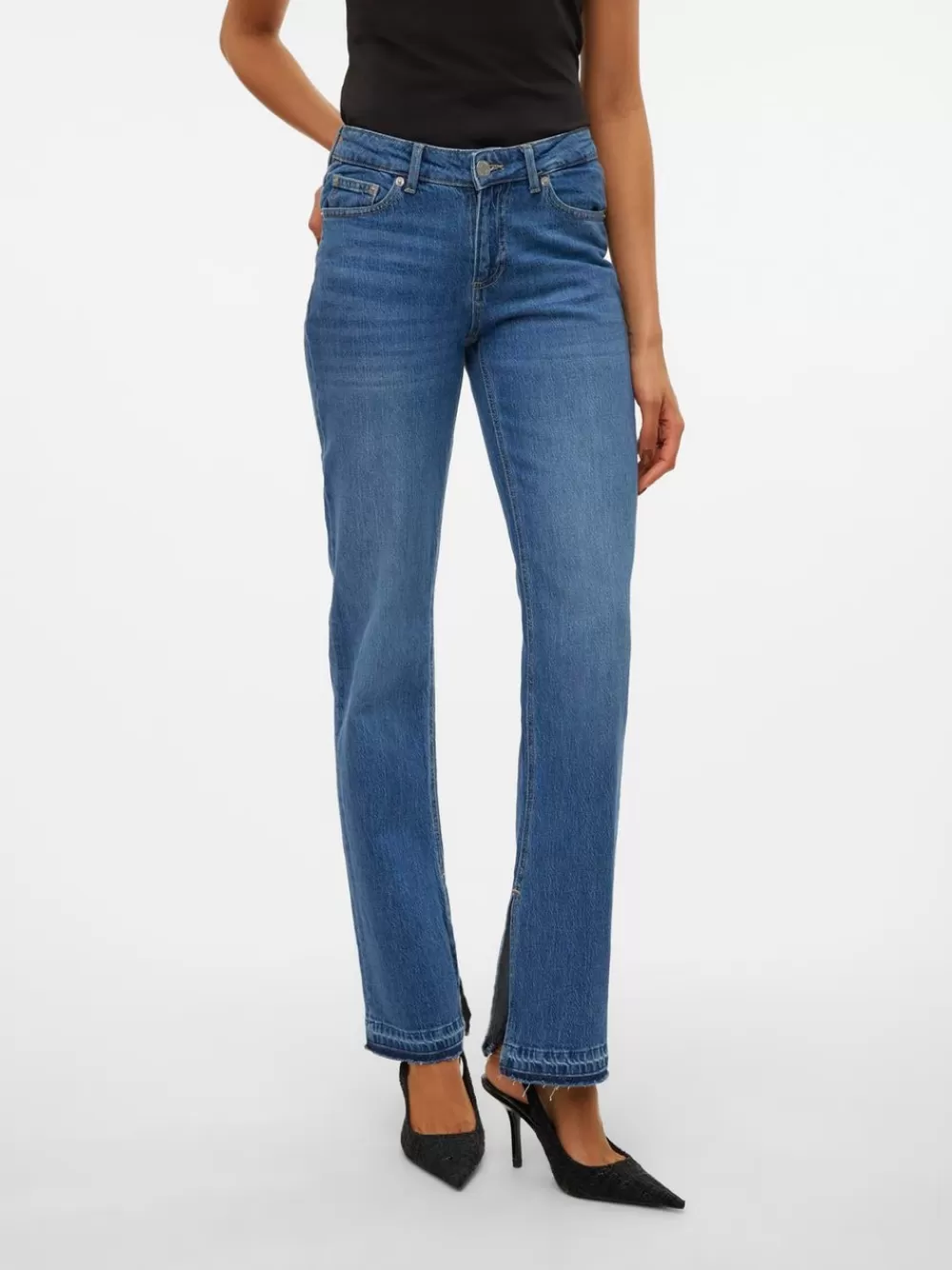 VERO MODA VMJADA Normaali vyötärö Straight fit Farkut Medium Blue Denim Sale