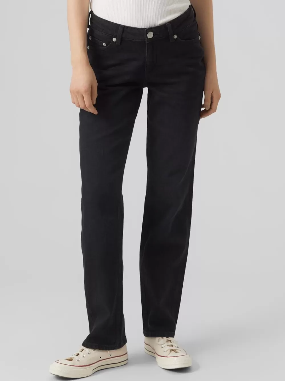 VERO MODA VMJADA Normaali vyötärö Straight fit Farkut Black Denim Flash Sale