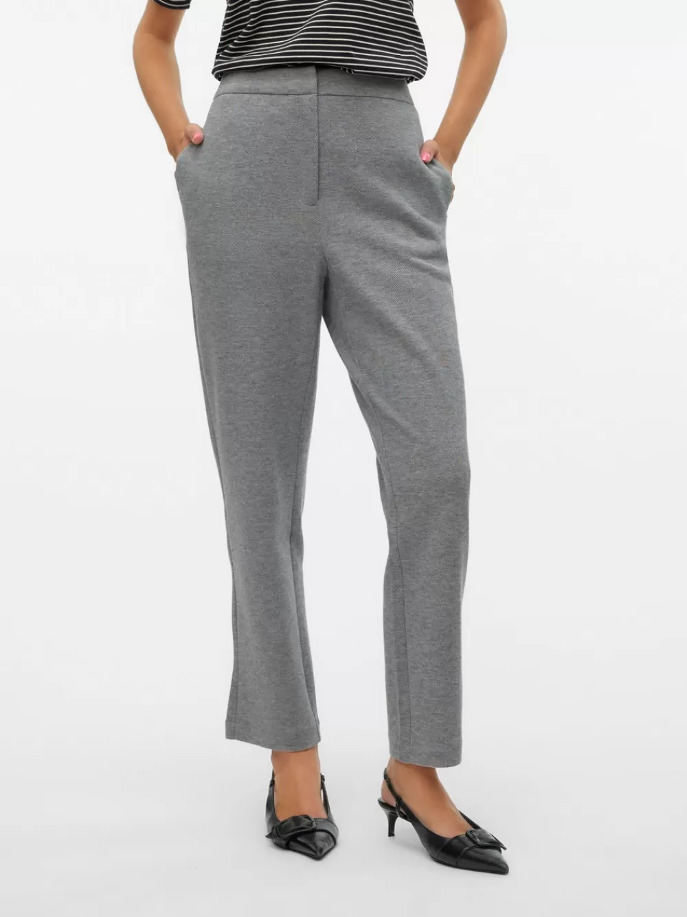 VERO MODA VMJULIA Normaali vyötärö Housut Dark Grey Melange Shop