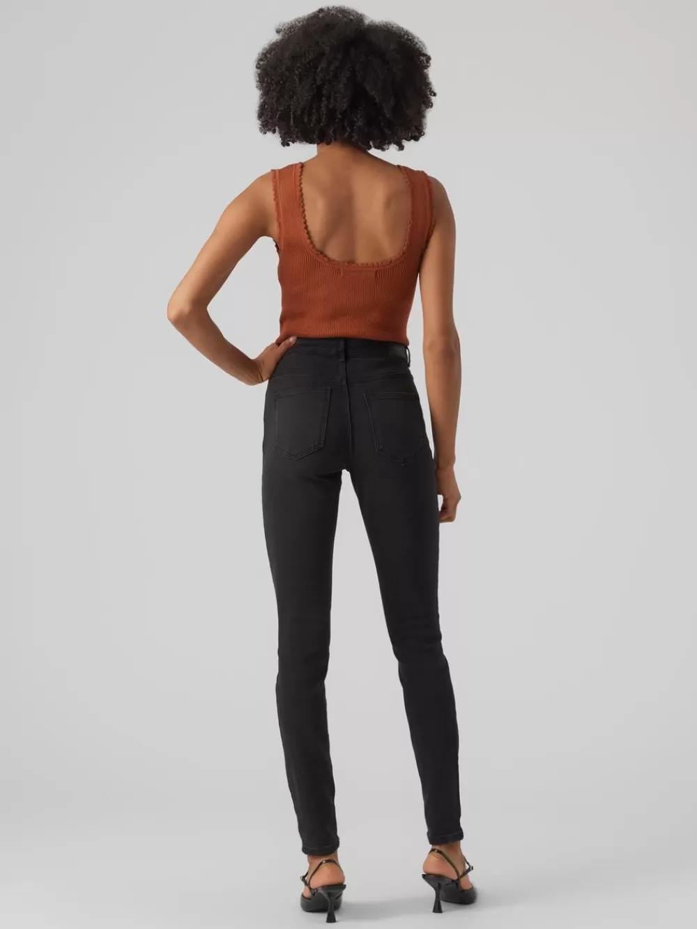 VERO MODA VMJUNE Normaali vyötärö Slim fit Farkut Black Cheap