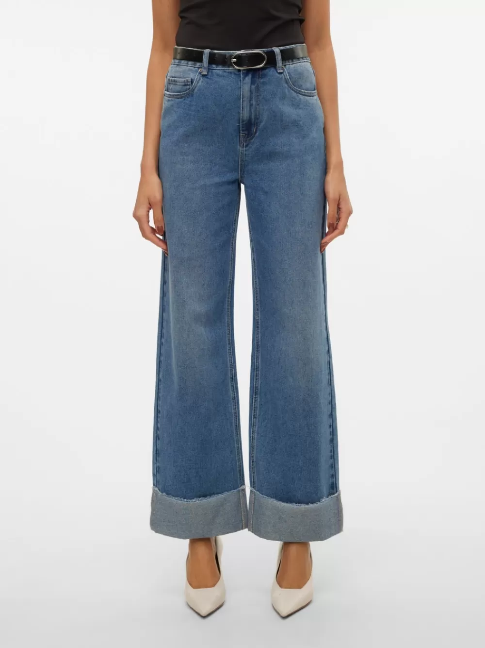 VERO MODA VMKATHY Korkea vyötärö Wide fit Farkut Medium Blue Denim Sale
