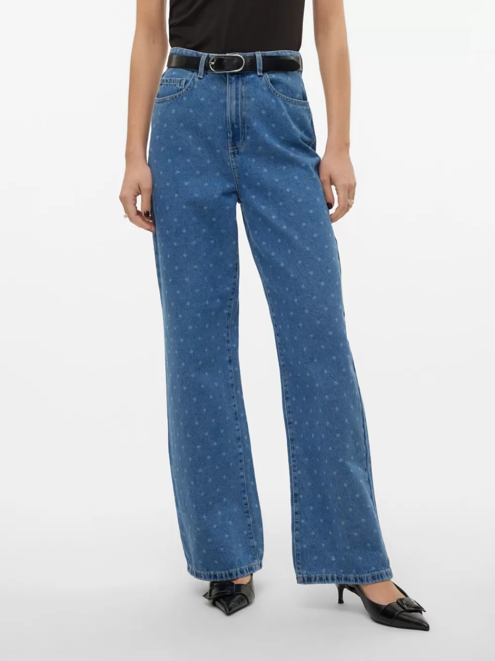 VERO MODA VMKATHY Korkea vyötärö Wide fit Farkut Medium Blue Denim Sale