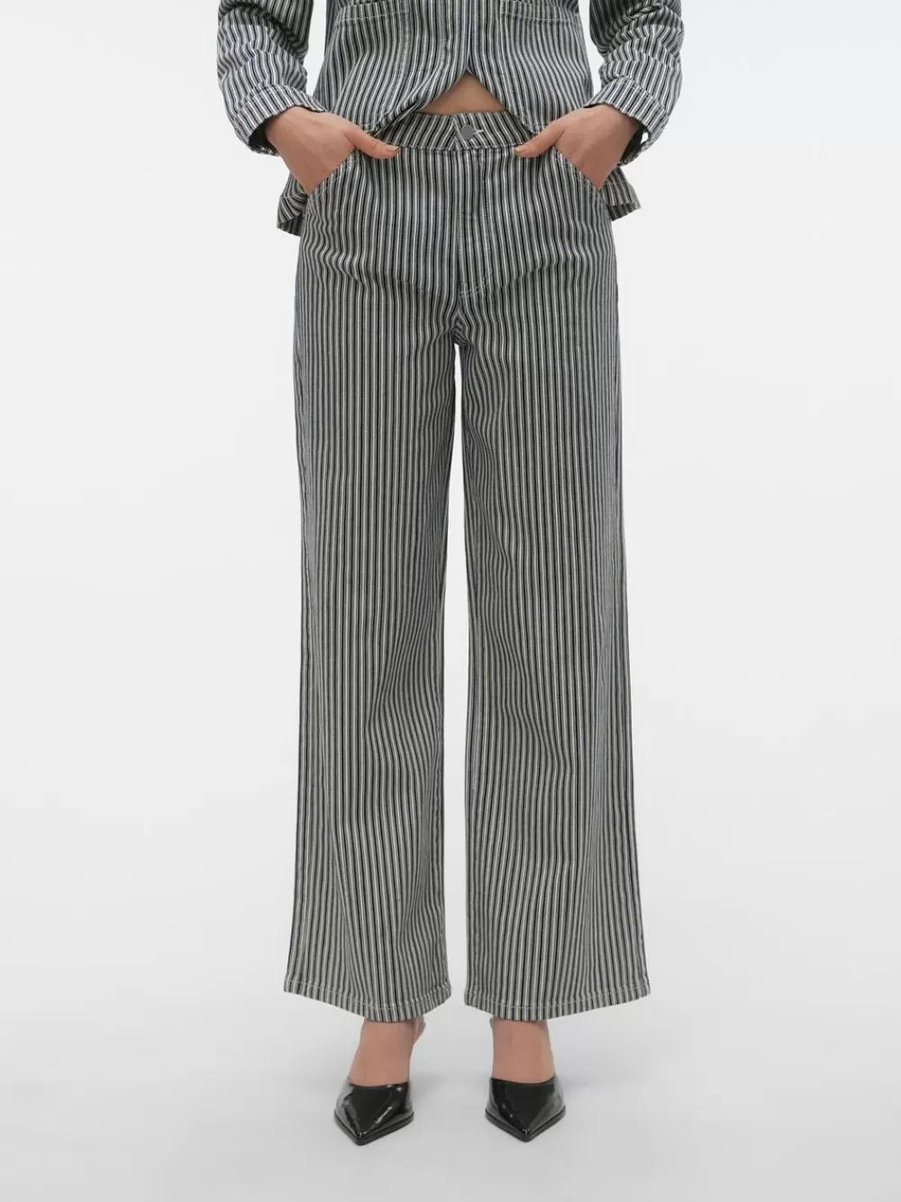 VERO MODA VMKATHY Korkea vyötärö Wide fit Farkut Medium Blue Denim New