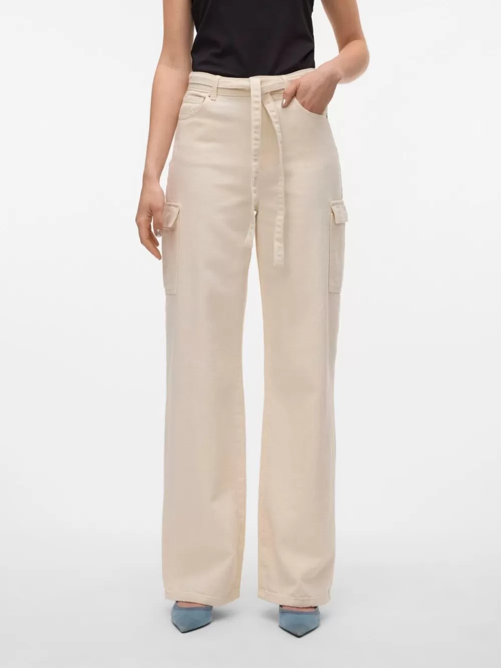 VERO MODA VMKATHY Korkea vyötärö Wide fit Farkut Ecru Store