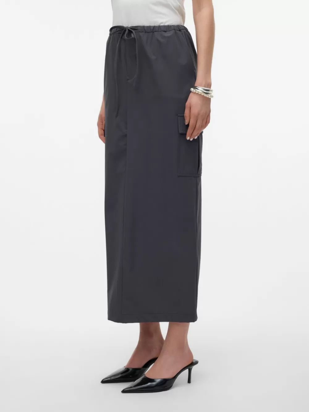 VERO MODA VMKIMBERLY Normaali vyötärö Pitkä hame Asphalt Best