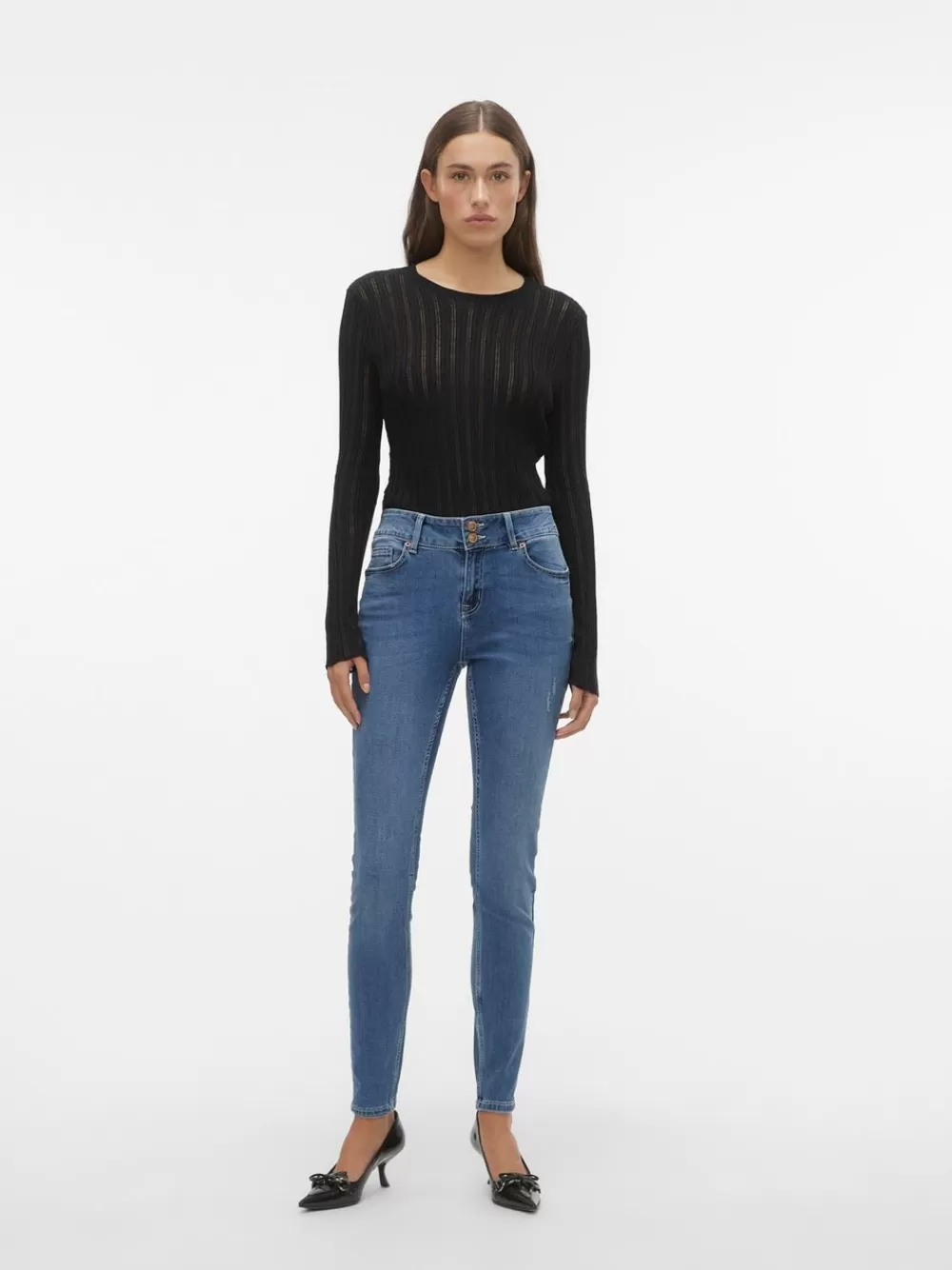 VERO MODA VMKIMMI Normaali vyötärö Slim fit Farkut Medium Blue Denim Fashion
