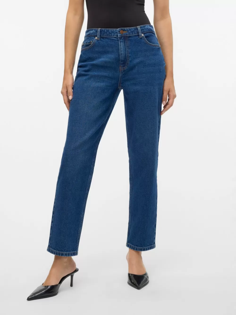 VERO MODA VMKYLA Normaali vyötärö Straight fit Farkut Dark Blue Denim Cheap