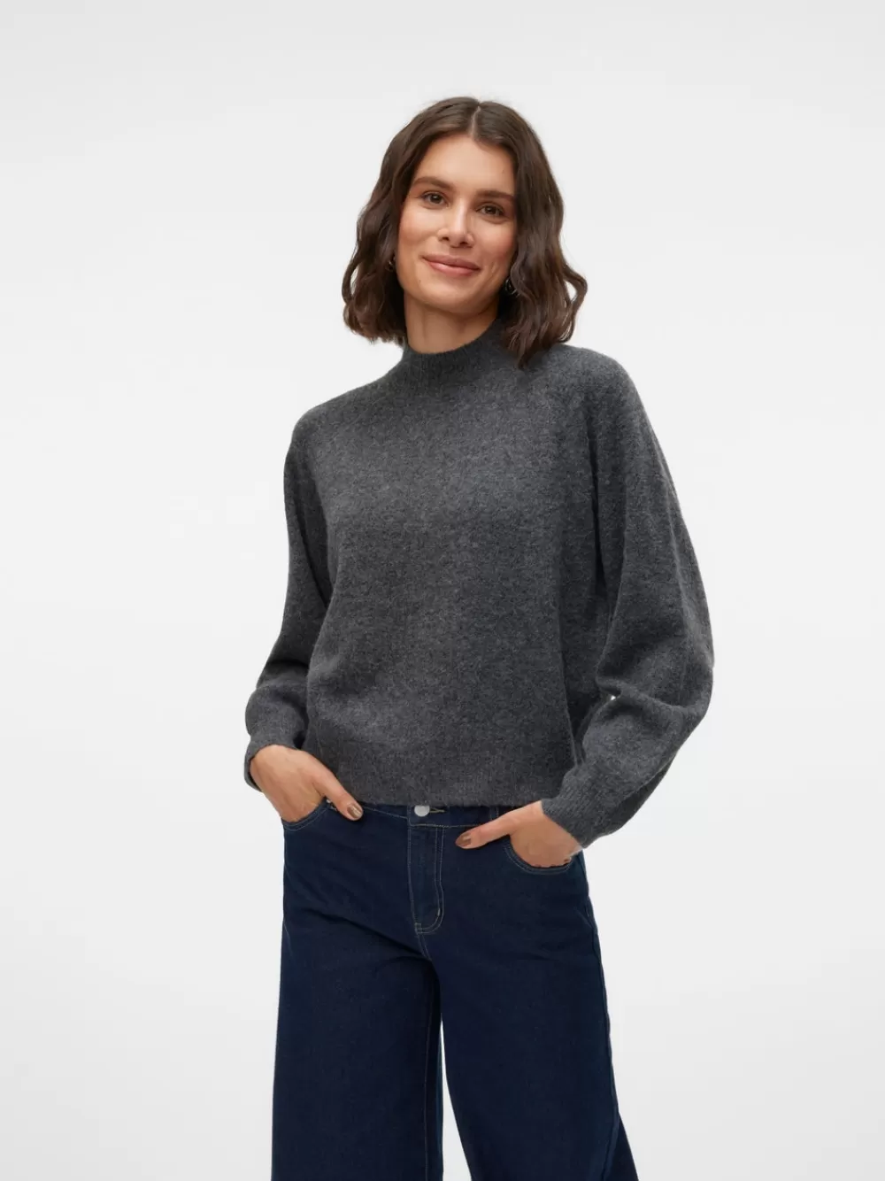 VERO MODA VMLEAF Neulepuserot Dark Grey Melange Fashion