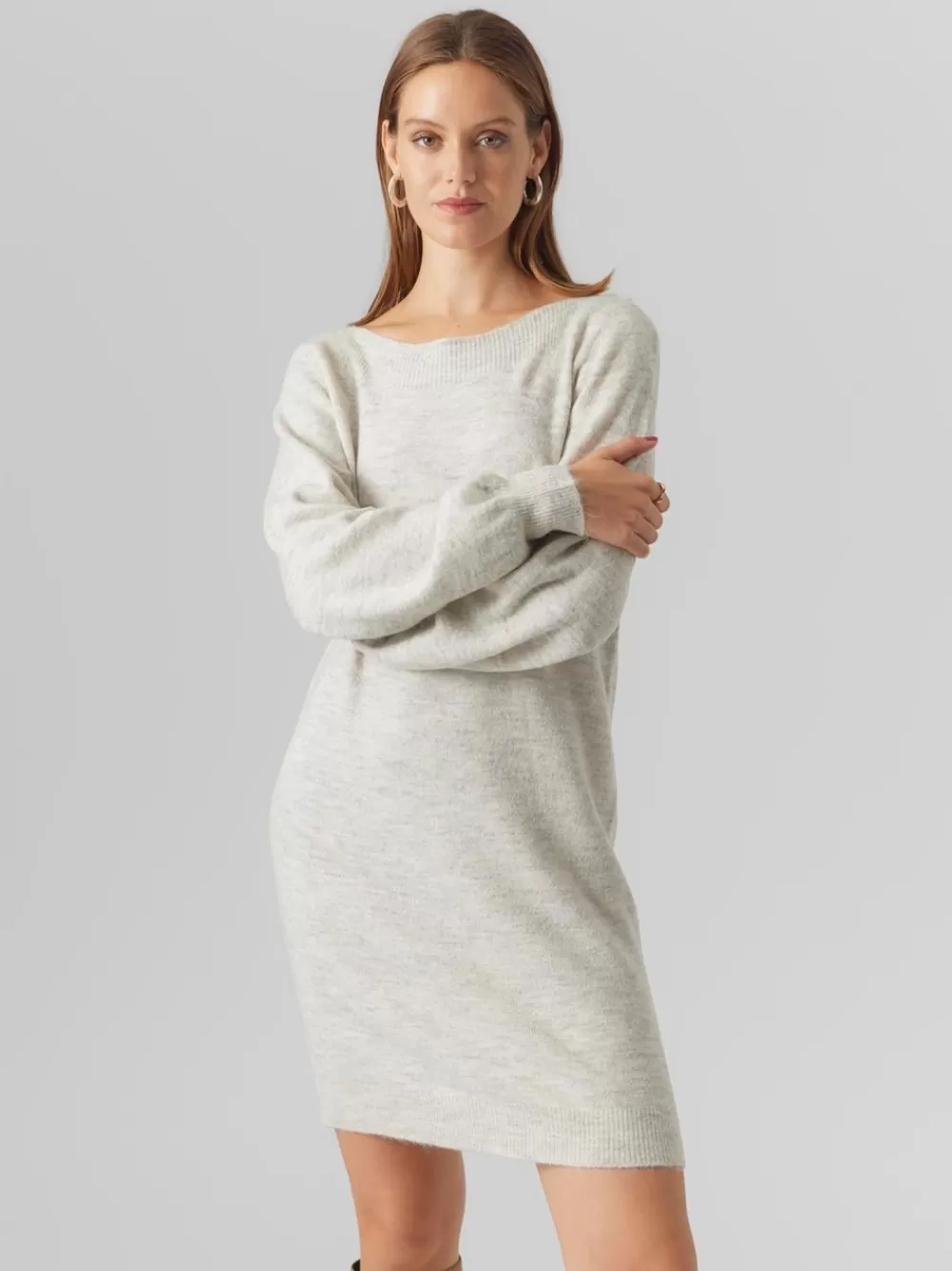 VERO MODA VMLEFILE Lyhyt mekko Light Grey Melange Hot