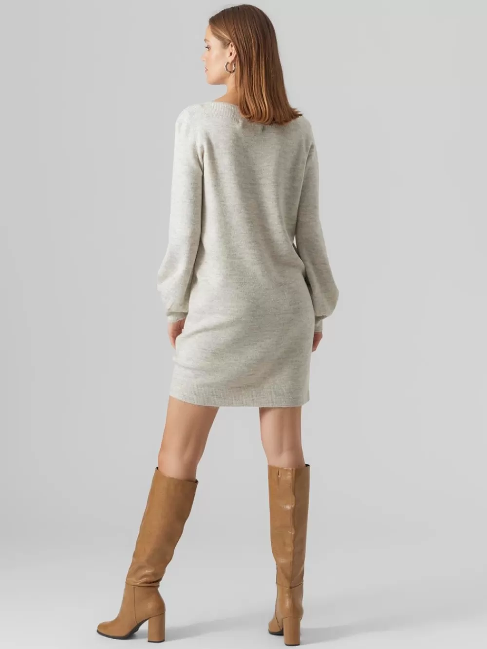 VERO MODA VMLEFILE Lyhyt mekko Light Grey Melange Hot