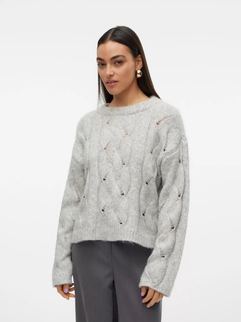 VERO MODA VMLINA Neulepuserot Light Grey Melange New