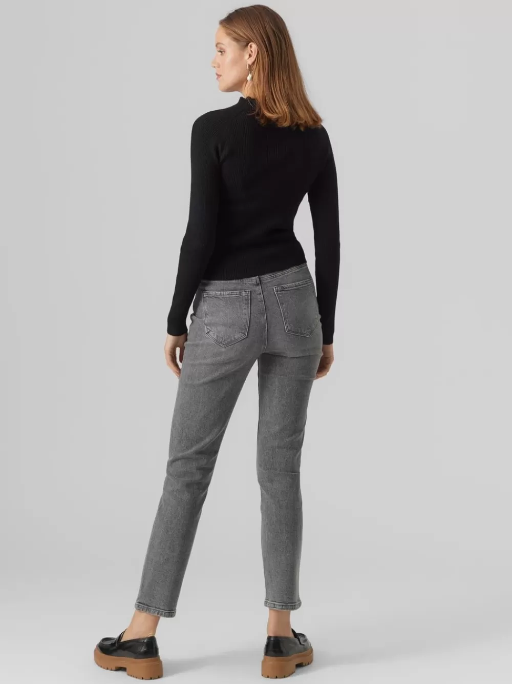 VERO MODA VMLINDA Korkea vyötärö Mom fit Farkut Medium Grey Denim Clearance