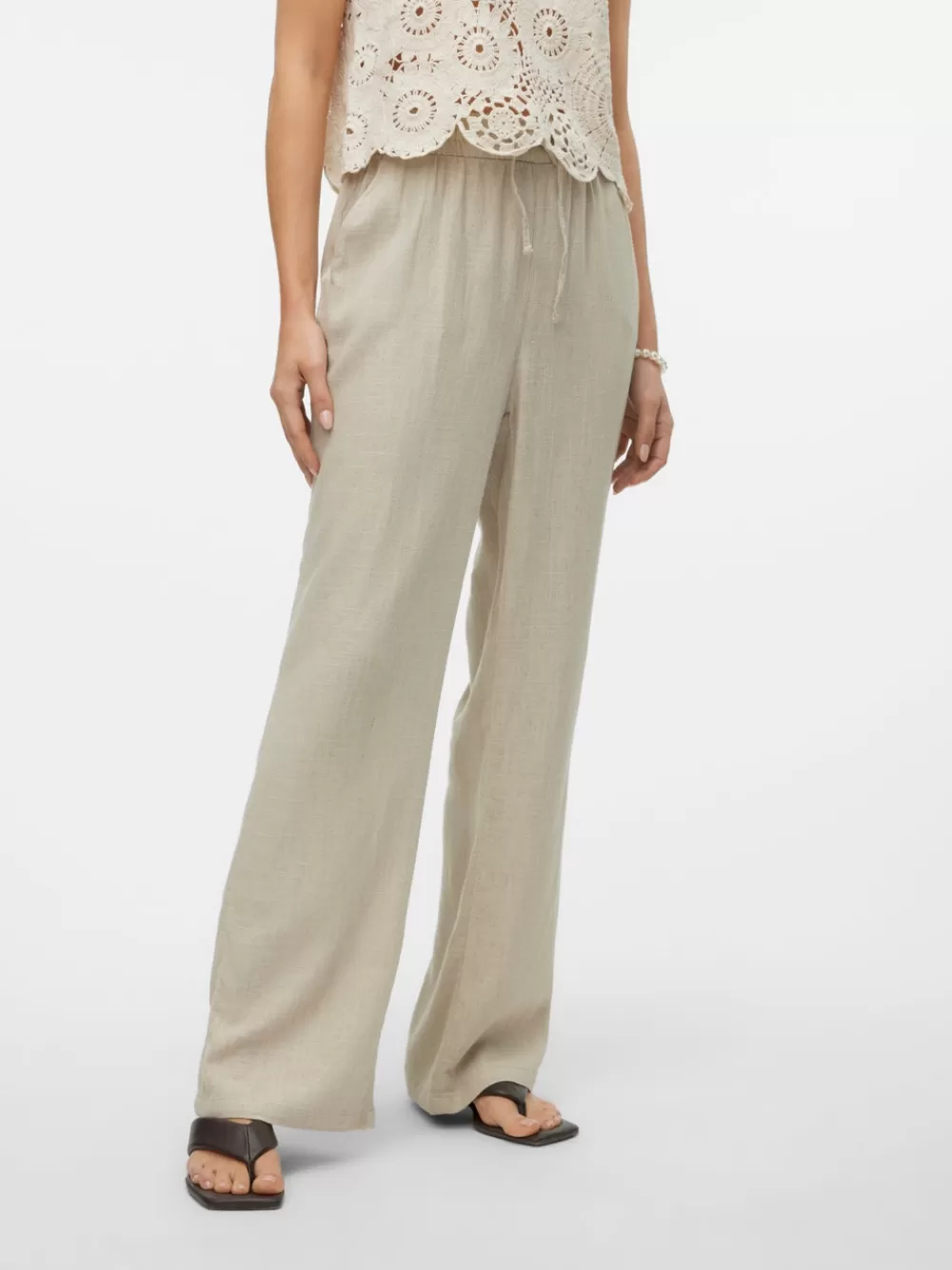 VERO MODA VMLINE Normaali vyötärö Housut Silver Lining Best