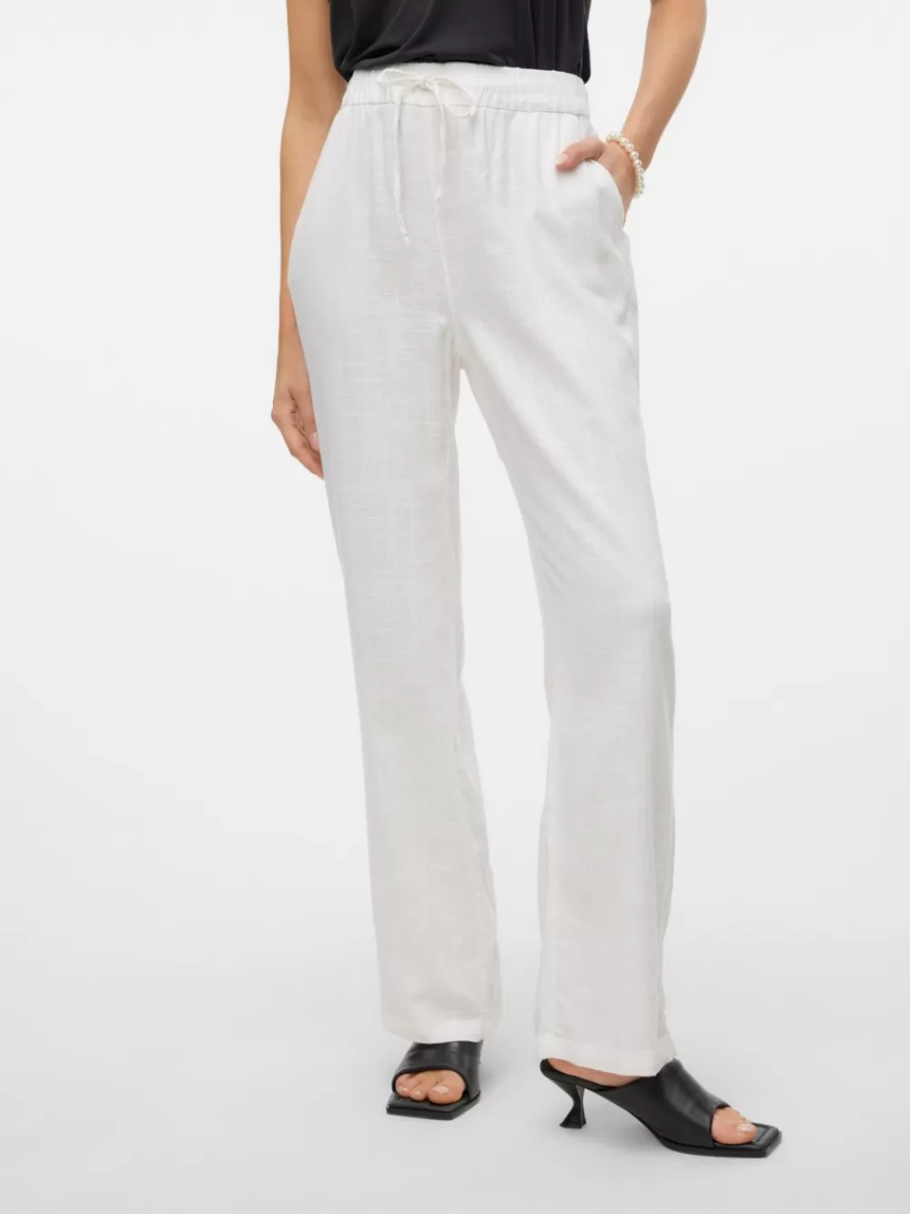 VERO MODA VMLINE Normaali vyötärö Housut Snow White Fashion