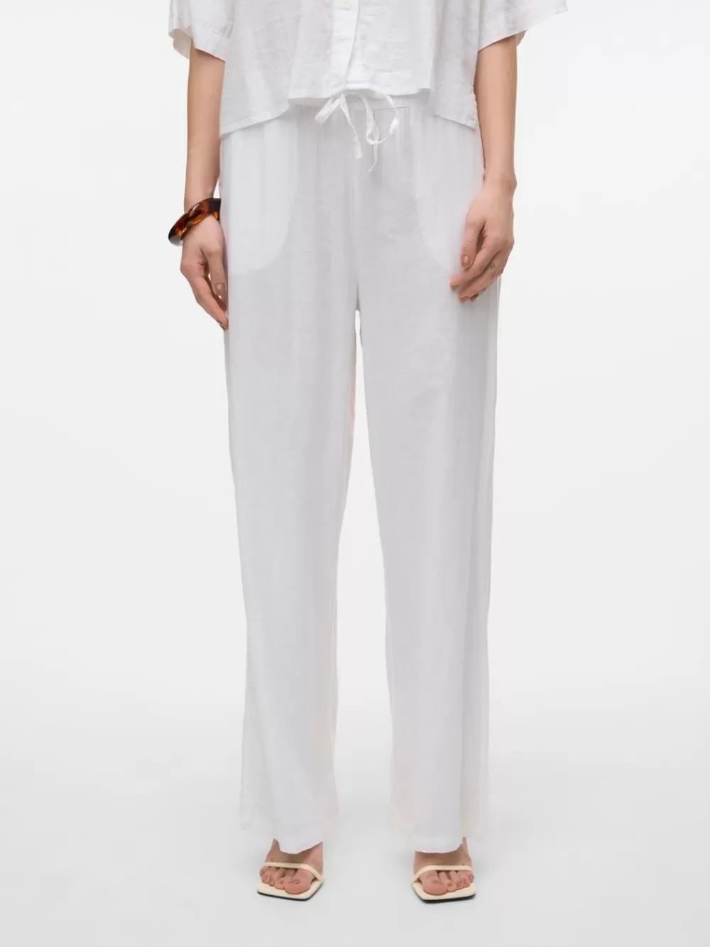 VERO MODA VMLINN Normaali vyötärö Housut Snow White Best
