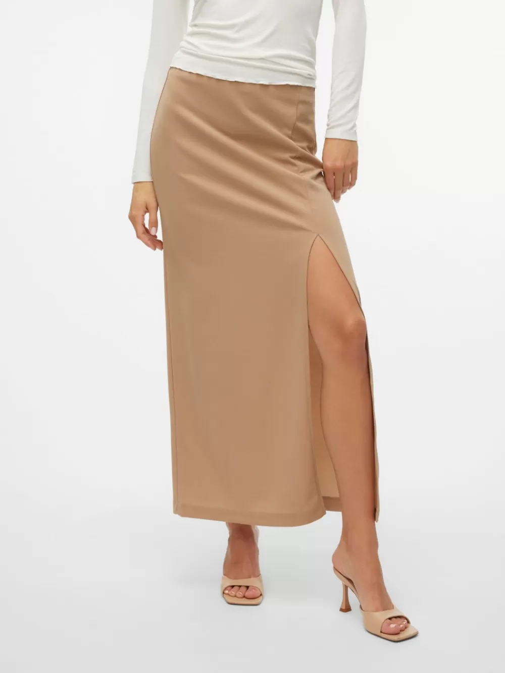 VERO MODA VMLIVA Korkea vyötärö Pitkä hame Silver Mink Clearance