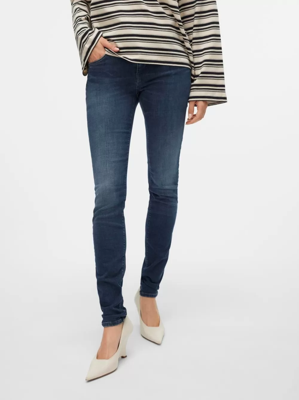 VERO MODA VMLUX Normaali vyötärö Slim fit Farkut Dark Blue Denim Hot