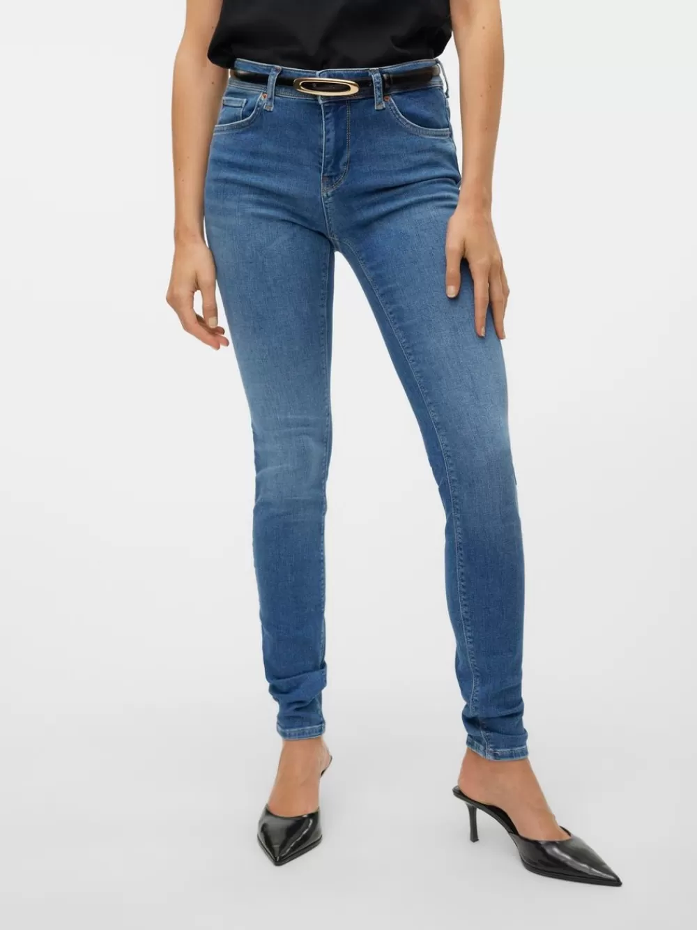 VERO MODA VMLUX Normaali vyötärö Slim fit Farkut Medium Blue Denim Outlet