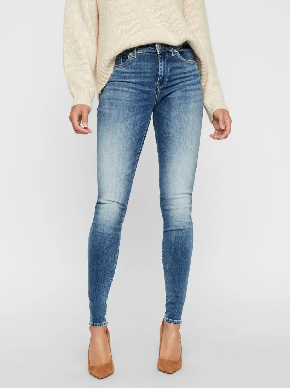 VERO MODA VMLUX Normaali vyötärö Slim fit Farkut Medium Blue Denim Best