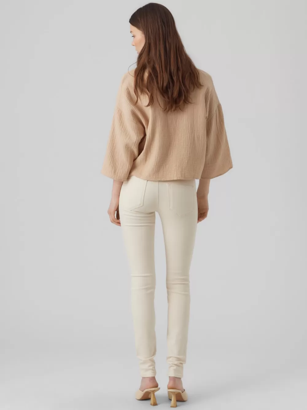 VERO MODA VMLUX Normaali vyötärö Slim fit Farkut Ecru Discount